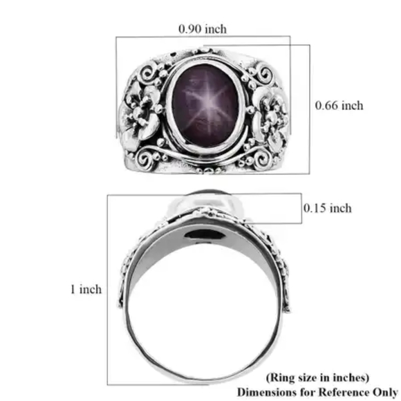 Bali Ruby Indian Star Ring in Sterling Silver - Picture 6 of 6